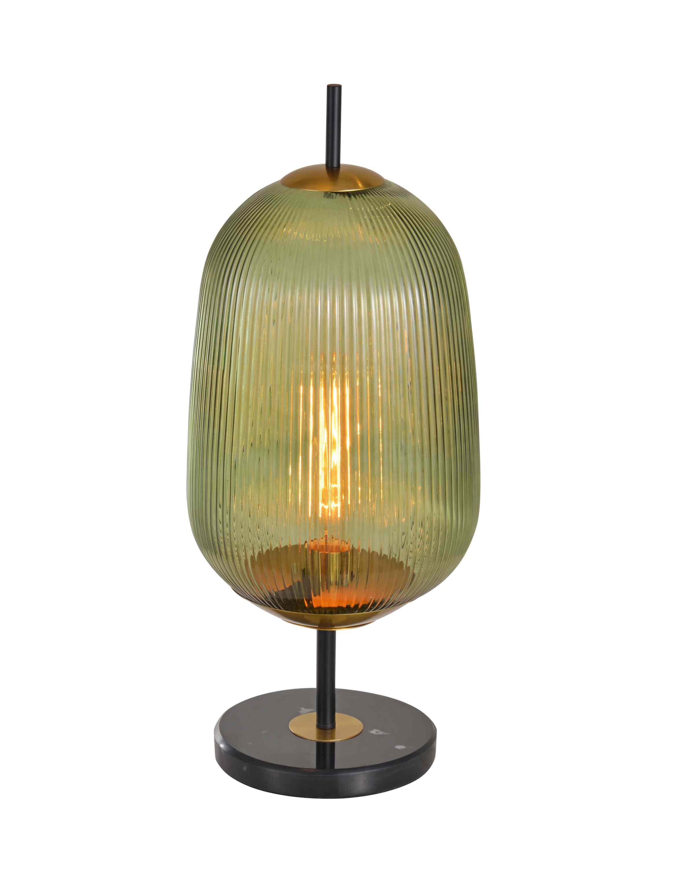 Lampu Meja Kaca Hijau Berusuk Menegak Vintage